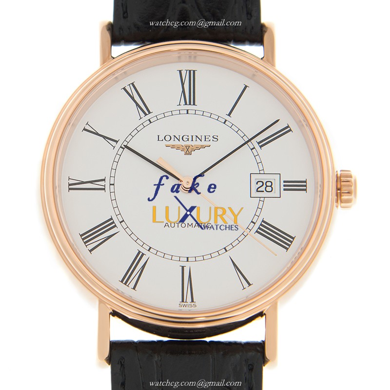 Longines PRESENCE L4.922.1.11.2 - Automatic - 18kt Rose Gold - White Dial - Replica Watch