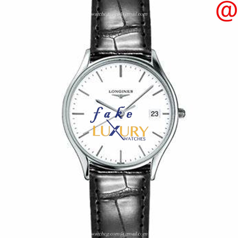 Longines PRESENCE Quartz L4.280.4.12.2 Stainless Steel White Dial Black Alligator Replica Watch