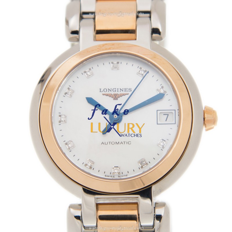 Longines Prima Luna L8.111.5.87.6 Automatic 18kt Rose Gold Steel Silver Dial Replica Watch