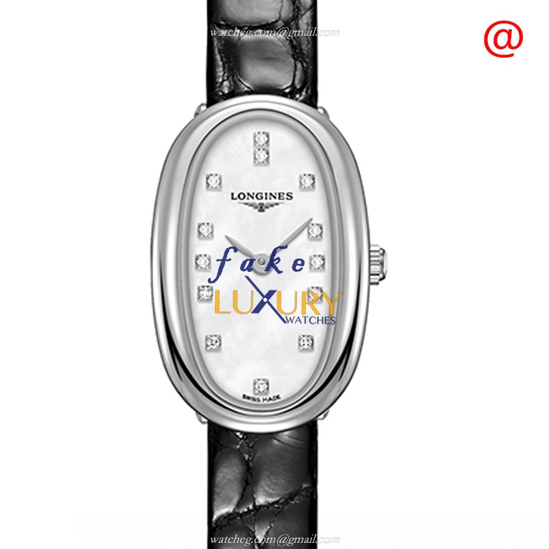Longines SYMPHONETTE L2.304.4.87.0 Replica Watch White Mother of Pearl Dial Black Leather Strap