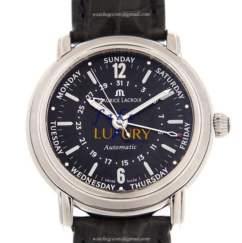 Maurice Lacroix MP6328-SS001-39E Masterpiece Replica Watch - Automatic - Black Dial - Alligator - Luxury Replica Watch