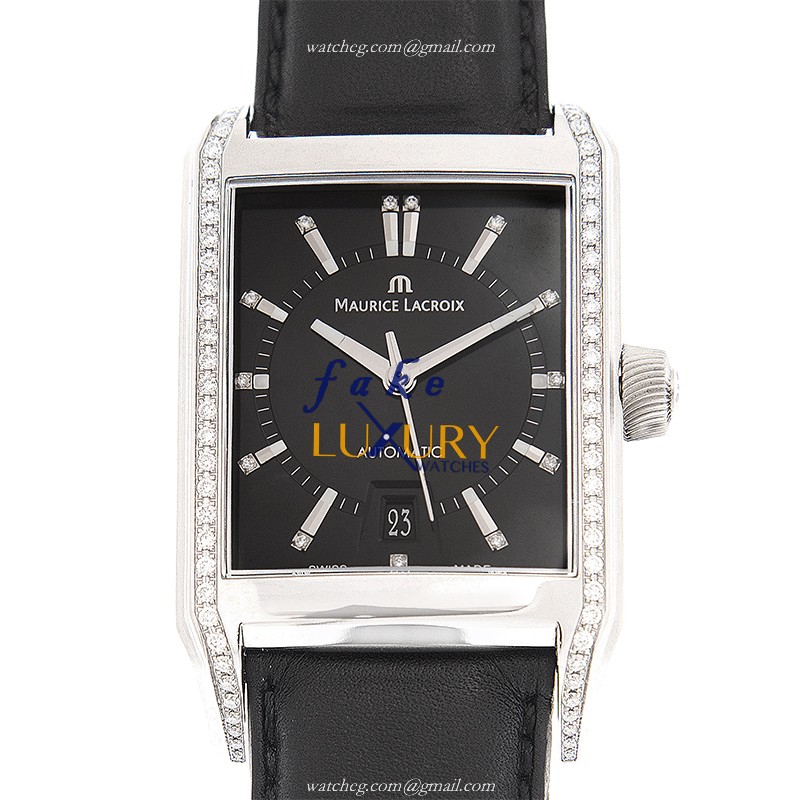 PT6247-SD501-350 - Maurice Lacroix PONTOS Replica Watch Black Dial Automatic Leather - Luxury Replica Watch