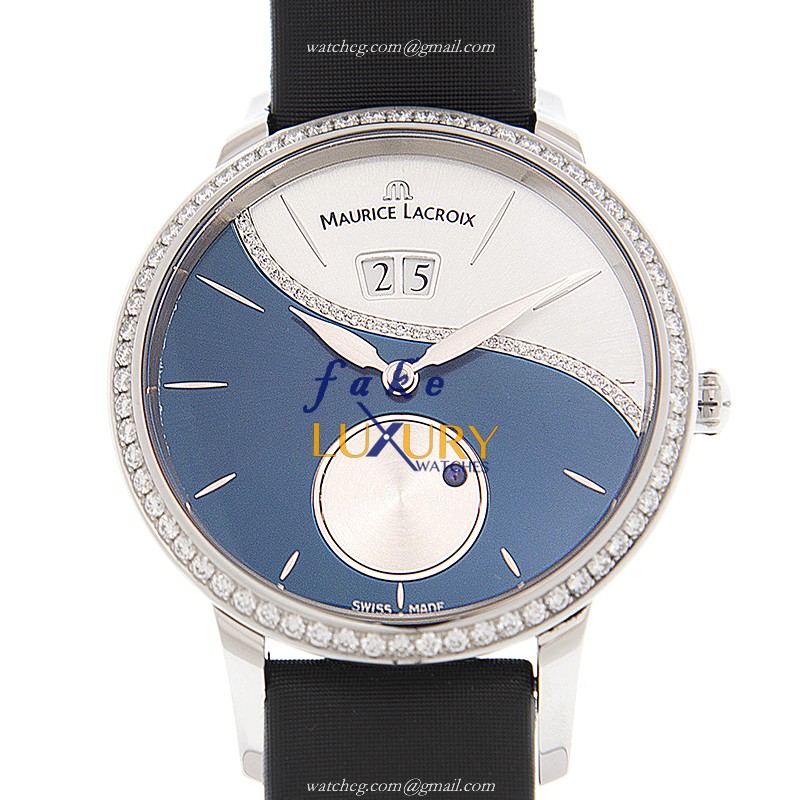 Maurice Lacroix SD6207-SD501-450 EVIDENZA Replica Watch Blue Dial White Leather Strap Automatic - Luxury Replica Watch