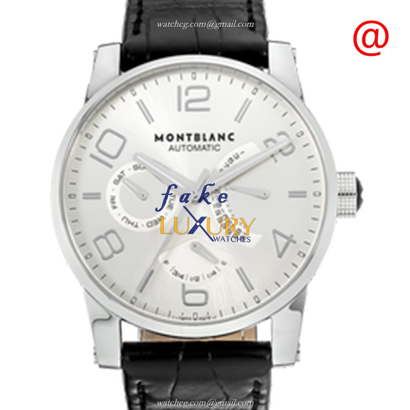 Mont Blanc 102367 TIMEWALKER Replica Watch, Silver Dial, Steel Case, Automatic Movement, Black - Luxury Replica Watch