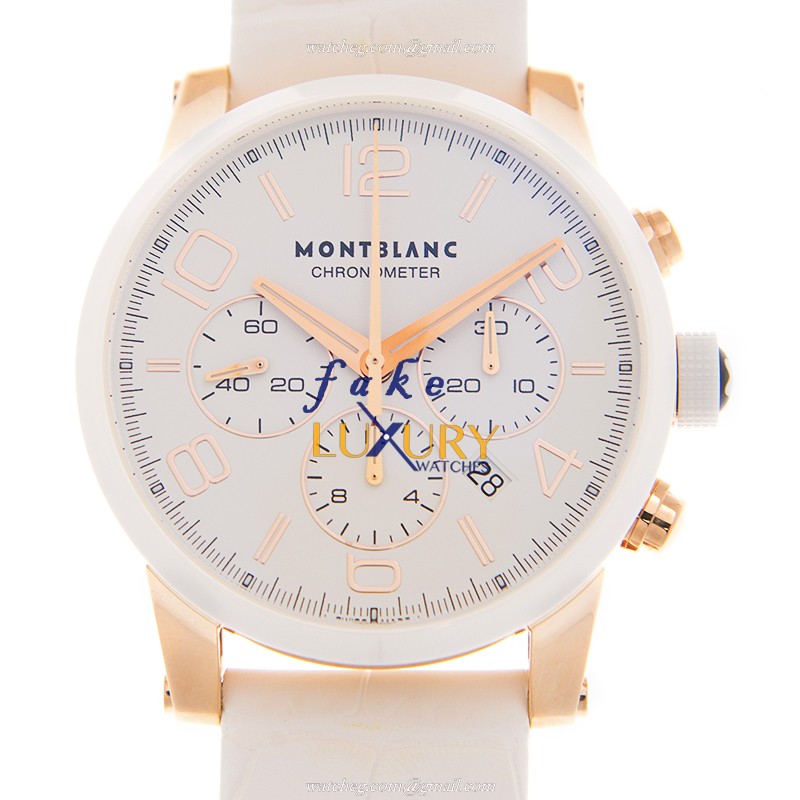 Mont Blanc TIMEWALKER 104669 Replica Watch With Automatic Movement, 18kt Rose Gold Case, White Dial - Luxury Replica Watch