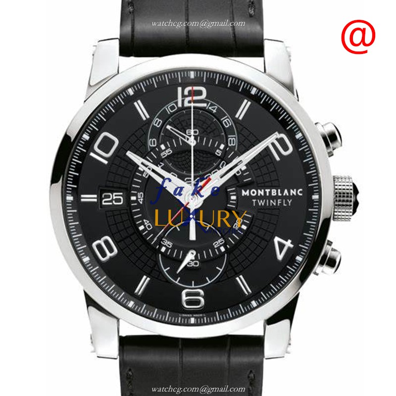 Mont Blanc Timewalker 105077 Replica Watch Automatic Black Dial Steel Case Leather Strap - Luxury Replica Watch