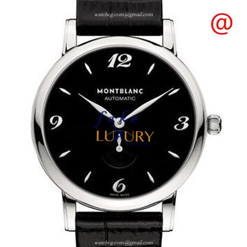 Mont Blanc STAR 107072 Automatic Black Dial Leather Strap Steel Replica Watch - Luxury Replica Watch