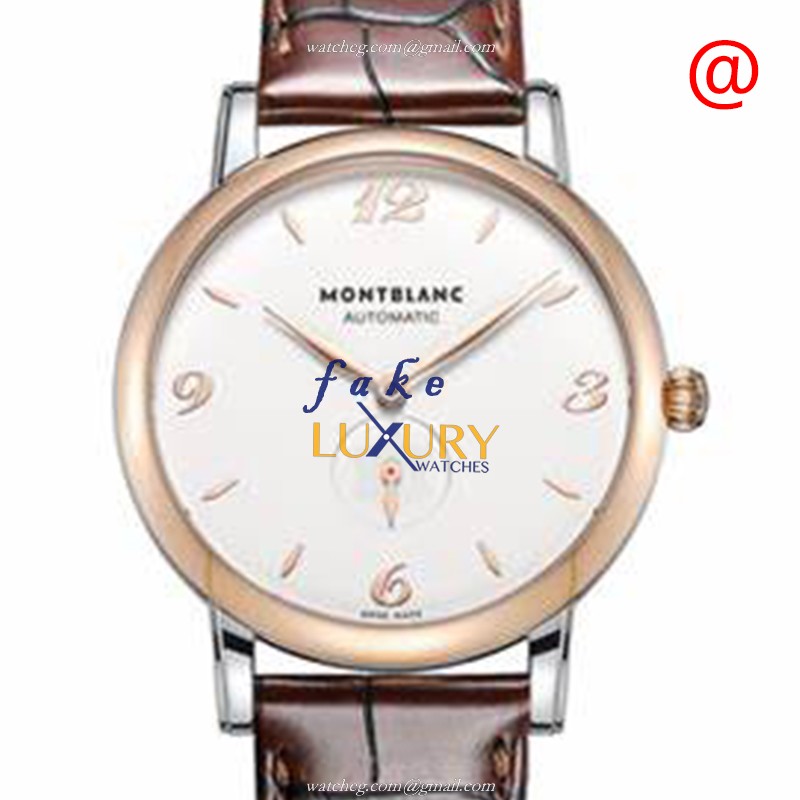 Mont Blanc 107309 STAR Replica Watch, White Dial, Rose Gold & Steel Case, Automatic Movement, Brown - Luxury Replica Watch