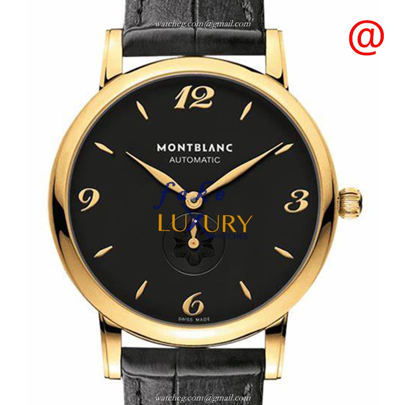 Mont Blanc Star Legacy 107340 - Replica Watch - Automatic - 18kt Yellow Gold - Black Dial - Leather - Luxury Replica Watch