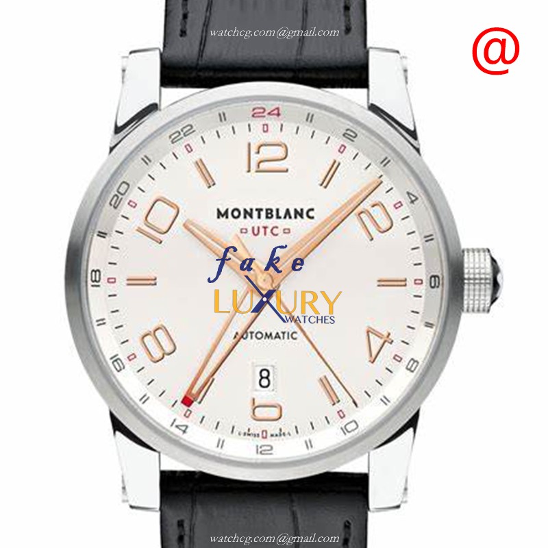 109136 - Mont Blanc Timewalker Replica Watch Automatic White Dial Steel Leather - Luxury Replica Watch