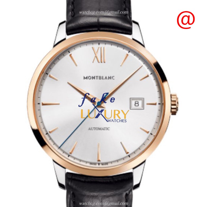 Mont Blanc Meisterstuck Heritage 111624 Replica Watch, Automatic, Silver Dial, Rose Gold & Steel - Luxury Replica Watch