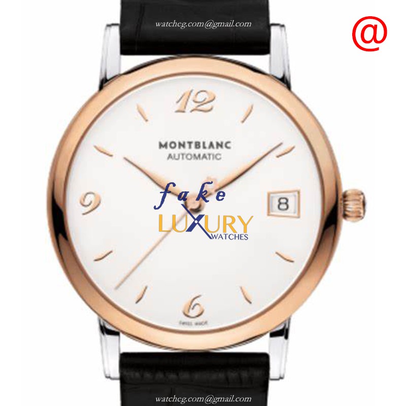 Mont Blanc 112145 STAR CLASSIQUE Automatic 18kt Rose Gold & Steel Silver Dial Alligator Strap - Luxury Replica Watch