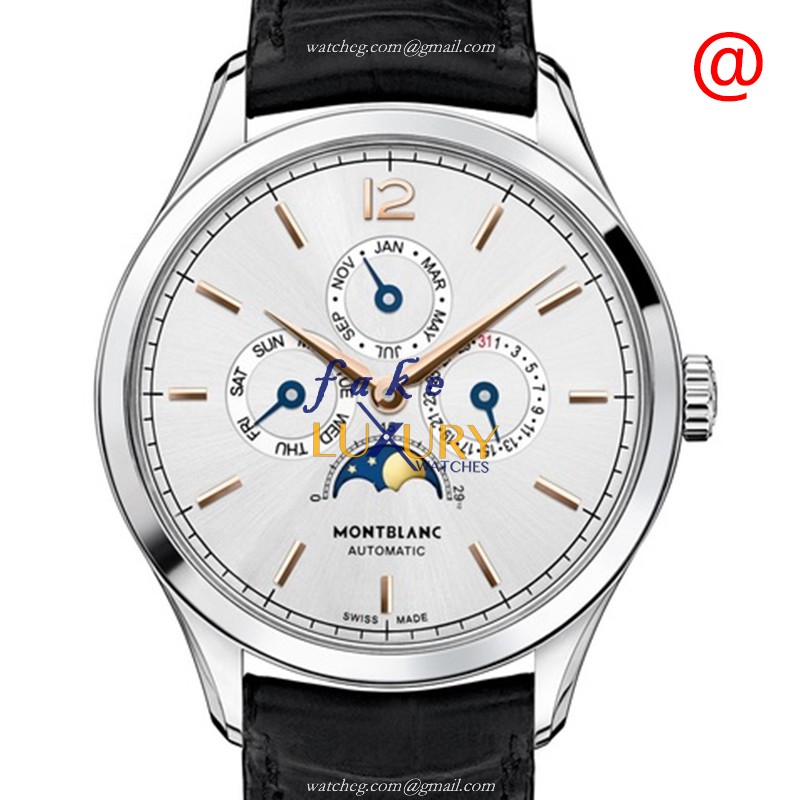 Mont Blanc Heritage 112534 Automatic Stainless Steel Silver Dial Leather Replica Watch - Luxury Replica Watch