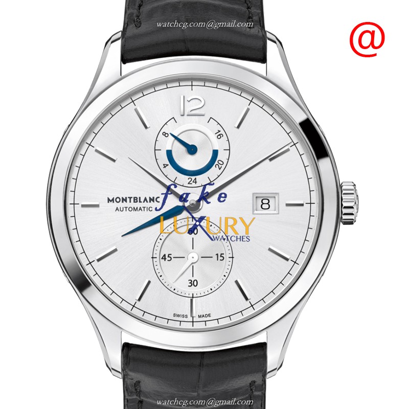 Mont Blanc 112540 Heritage Replica Watch With Automatic Movement, Silver Dial, Steel Case, Black - Luxury Replica Watch