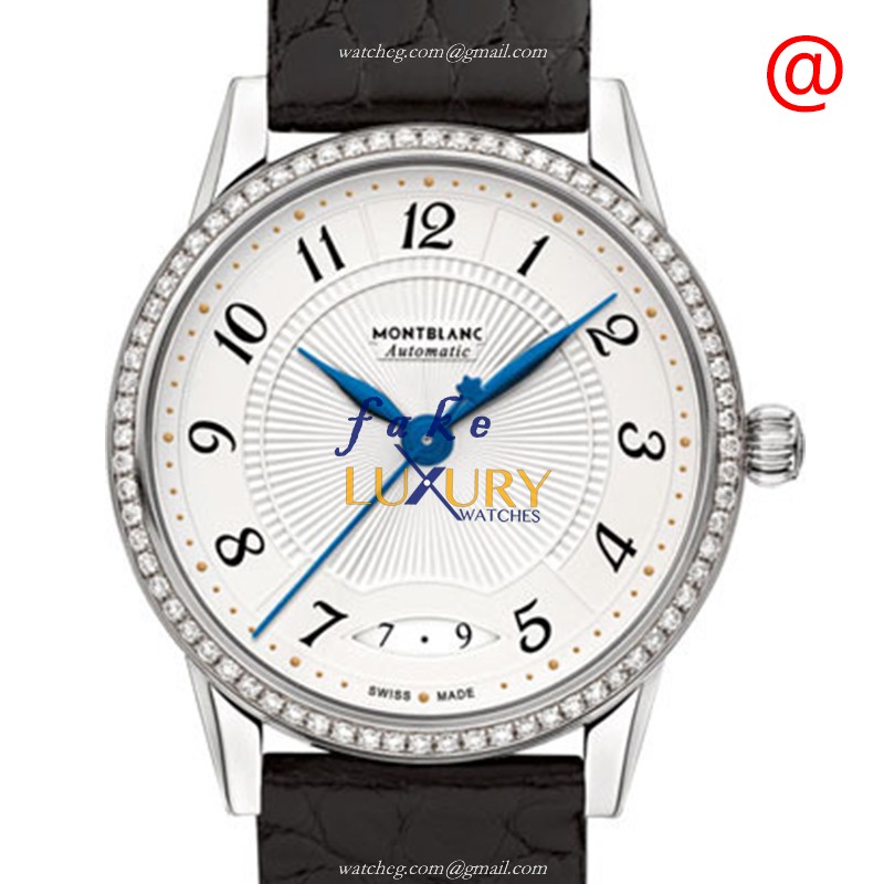 Mont Blanc BOHEME 114734 Automatic Stainless Steel Diamonds White Dial Leather Replica Watch - Luxury Replica Watch