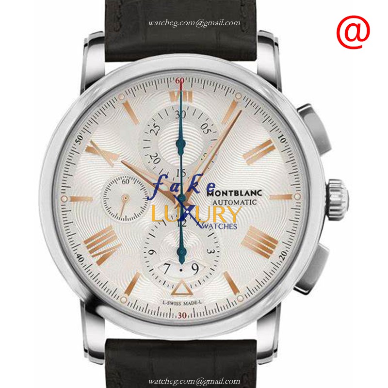 114855 - Mont Blanc 4810 Replica Watch Automatic Silver Dial Leather Strap - Luxury Replica Watch