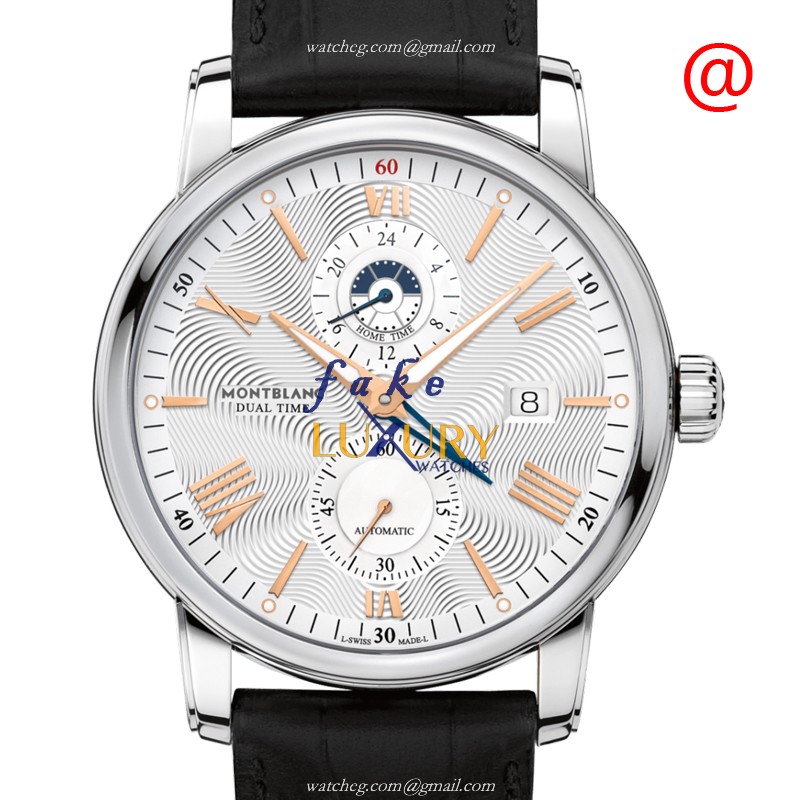 Mont Blanc 114857 MONTBLANC 4810 Automatic Replica Watch, Silver Dial, Steel Case, Black Leather - Luxury Replica Watch