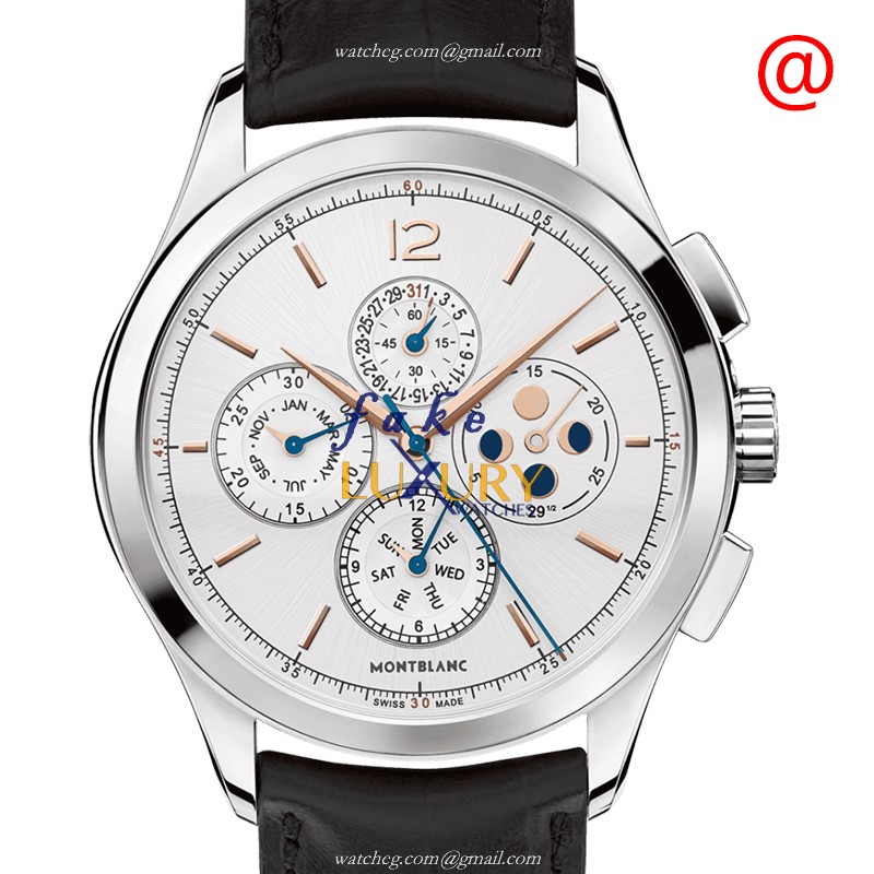 Mont Blanc Heritage 114875 Automatic Stainless Steel Silver Dial Leather Strap Replica Watch - Luxury Replica Watch
