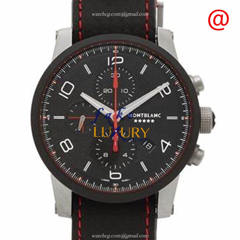 Mont Blanc Timewalker 115359 - Replica Watch - Automatic - Steel Case - Black Dial Leather Strap - Luxury Replica Watch