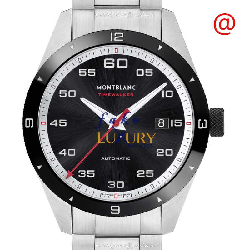 Mont Blanc 116060 TIMEWALKER Replica Watch, Automatic, Black Dial, Steel Bracelet - Luxury Replica Watch