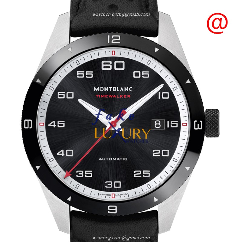 Mont Blanc 116061 Timewalker Replica Watch, Automatic Movement, Black Dial, Steel Case - Luxury Replica Watch