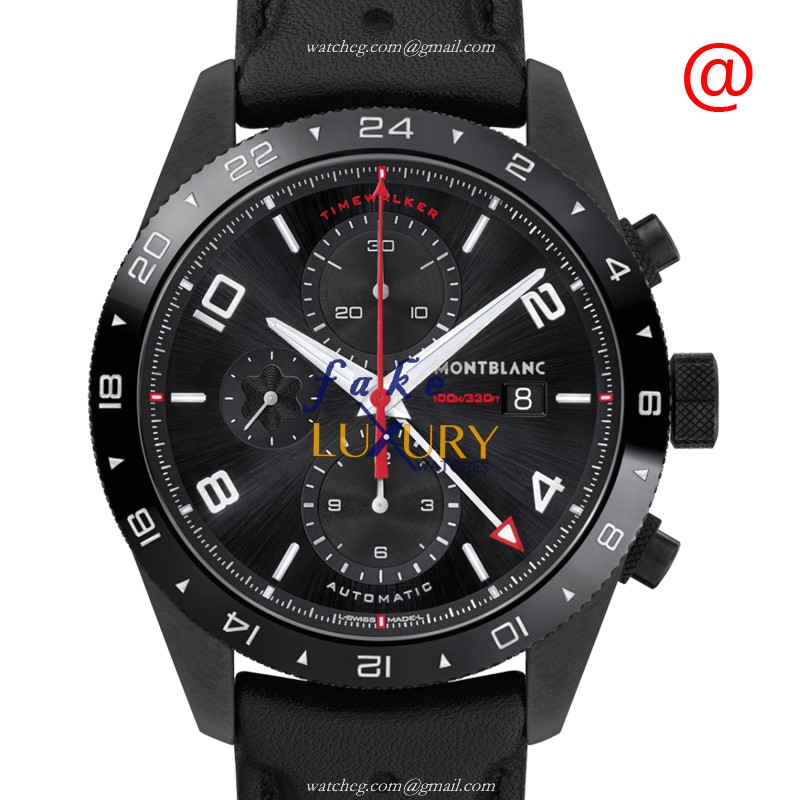 Mont Blanc Timewalker 116102 Automatic Stainless Steel Black Dial Leather Replica Watch - Luxury Replica Watch