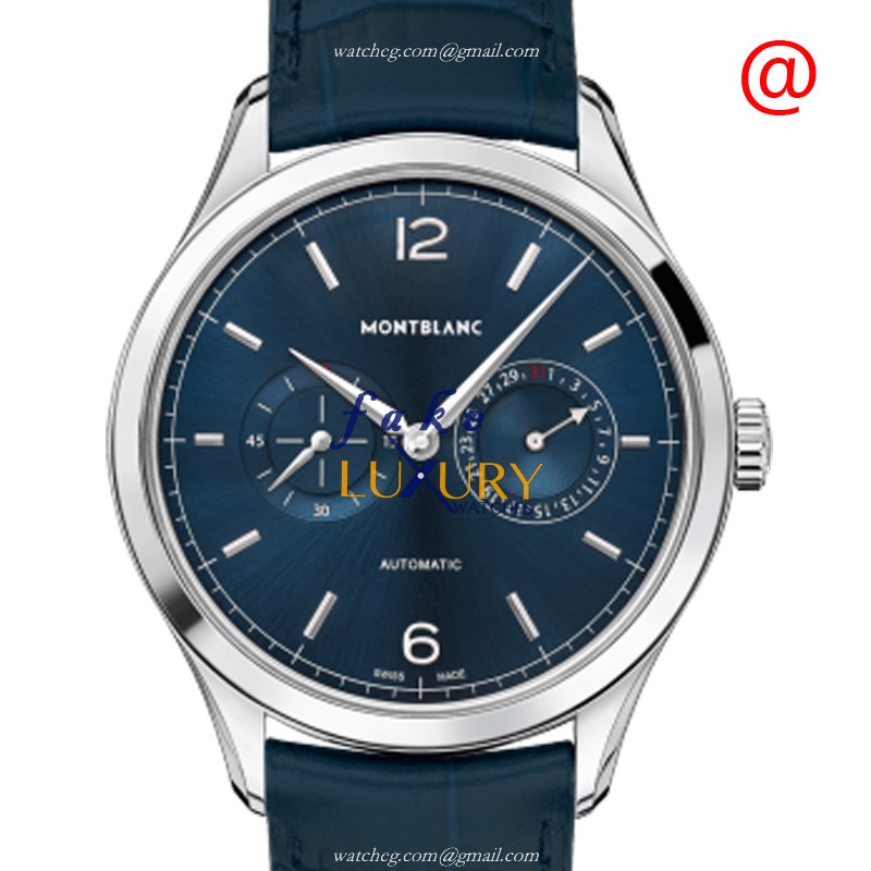 116244 - Mont Blanc Heritage Replica Watch - Automatic - Blue Dial Blue Leather Strap - Luxury Replica Watch