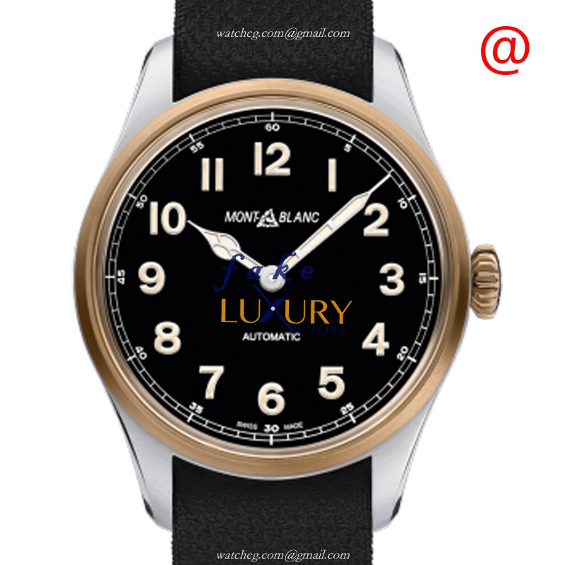 Mont Blanc 117832 1858 Automatic Stainless Steel Black Dial Leather Strap Replica Watch - Luxury Replica Watch