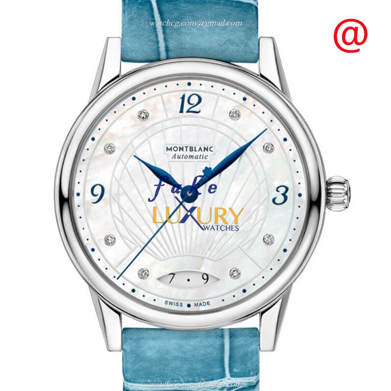Mont Blanc 118651 BOHEME Replica Watch With Automatic Movement, Silver Dial, Blue Alligator Strap - Luxury Replica Watch