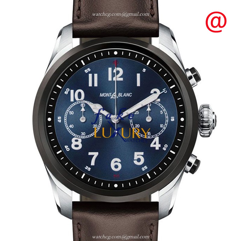 Mont Blanc SUMMIT 119439 Quartz Stainless Steel Black Dial Leather Strap Replica Watch - Luxury Replica Watch