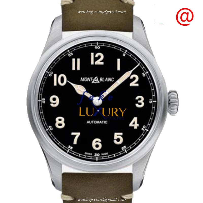 Mont Blanc 119907 1858 Automatic Stainless Steel Black Dial Green Leather Strap Replica Watch - Luxury Replica Watch