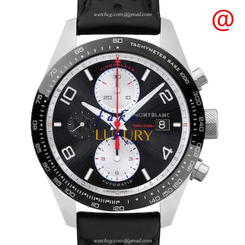 Mont Blanc 119941 Timewalker Automatic Steel Black Dial Leather 41mm Replica Watch - Luxury Replica Watch