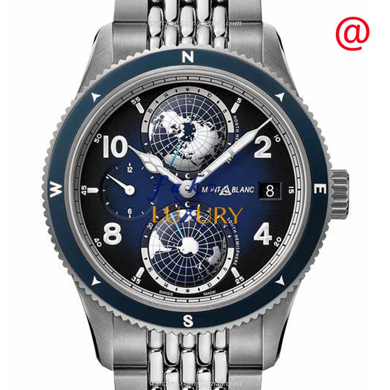 Mont Blanc 1858 Automatic Titanium 125567 Blue Dial Silver Strap Replica Watch - Luxury Replica Watch