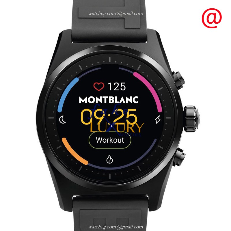 Mont Blanc 128408 Summit Intelligent Replica Watch With Black Dial, Steel Case, Rubber Strap - Luxury Replica Watch