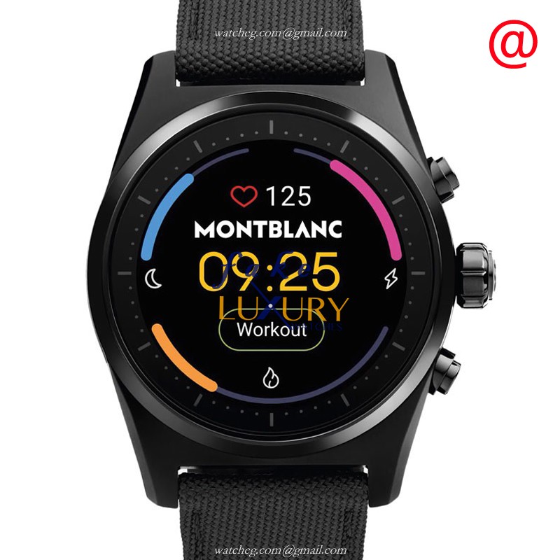Mont Blanc 128409 Summit Intelligent Replica Watch Stainless Steel Black Dial Leather Strap - Luxury Replica Watch