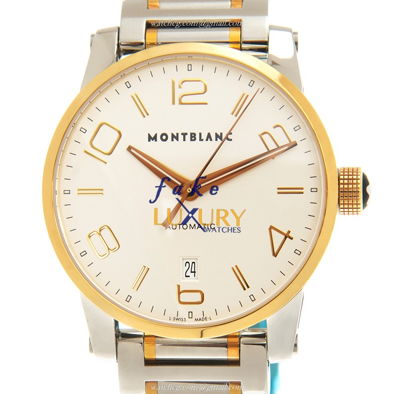 Mont Blanc Timewalker 106502 - Replica Watch - Automatic - Steel Case - White Dial - Silver Strap - Luxury Replica Watch
