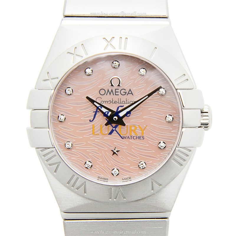 Omega Constellation 123.10.24.60.57.002 Quartz Stainless Steel Pink Dial Replica Watch - Luxury Replica Watch
