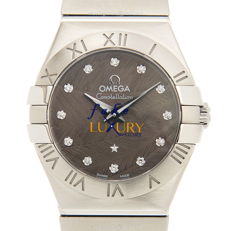 Omega 123.10.27.60.56.001 Constellation Quartz Stainless Steel Replica Watch, Auto, Dark Grey Dial - Luxury Replica Watch