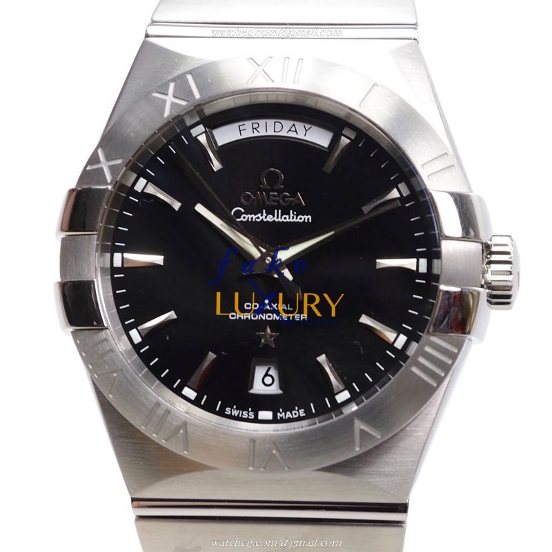 Omega 123.10.38.22.01.001 Constellation Automatic Stainless Steel Replica Watch, Black Dial, Silver - Luxury Replica Watch