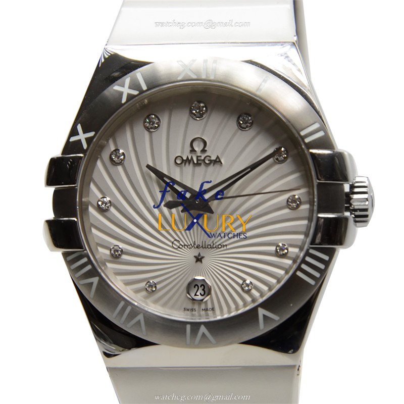 Omega 123.12.35.60.52.001 Constellation Quartz Stainless Steel Replica Watch - White Dial, Rubber - Luxury Replica Watch
