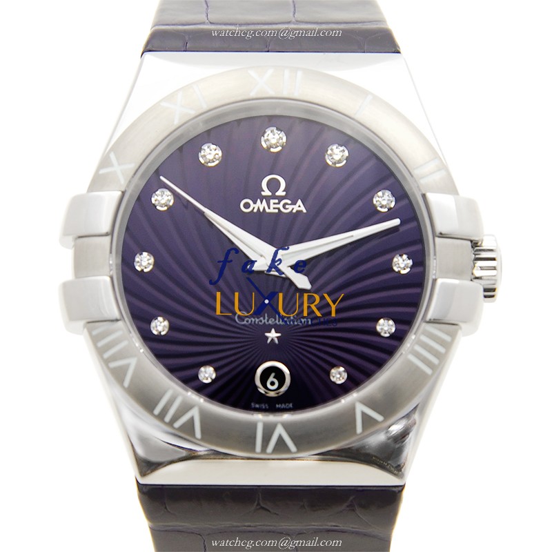 Omega 123.13.35.60.60.001 Constellation Quartz Replica Watch - Stainless Steel Case, Deep Purple - Luxury Replica Watch