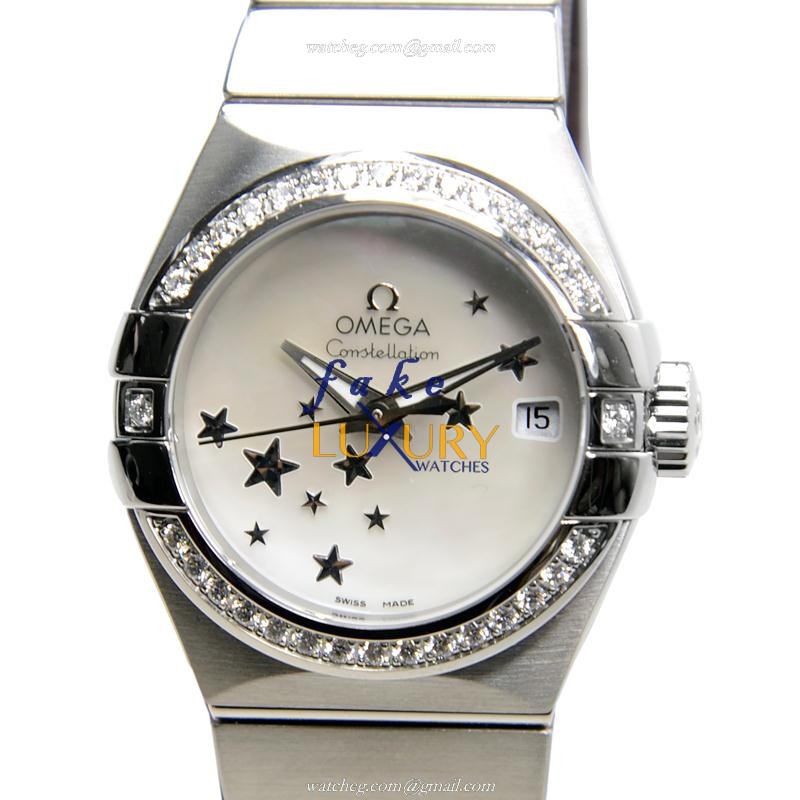 Omega 123.15.27.20.05.001 CONSTELLATION Automatic Stainless Steel & Diamonds Replica Watch, White - Luxury Replica Watch