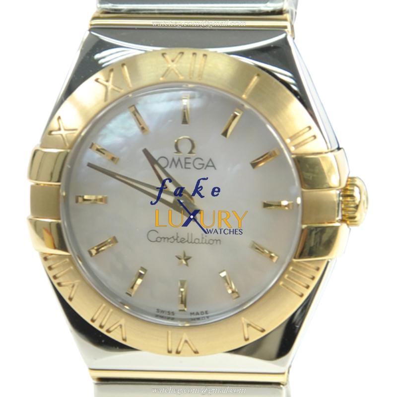 -123.20.24.60.05.004 - Omega Constellation Quartz 18kt Gold & Steel Replica Watch - White Dial - Luxury Replica Watch