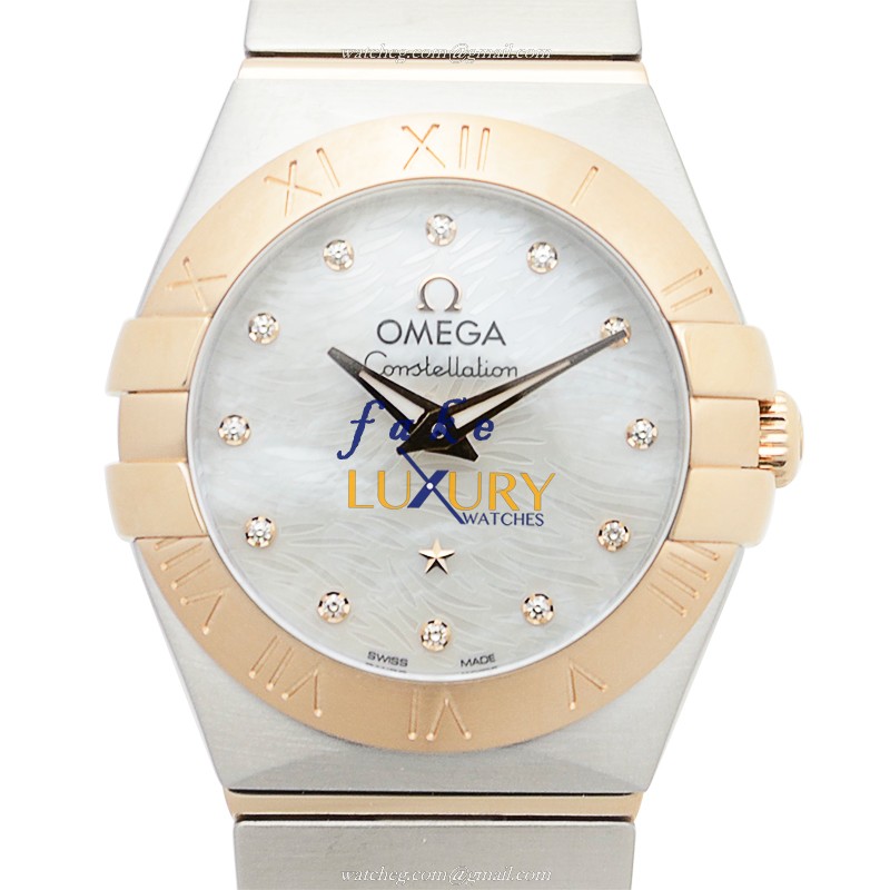 Omega 123.20.24.60.55.007 Quartz 18kt Rose Gold & Steel Constellation Replica Watch - 24mm Case - Luxury Replica Watch