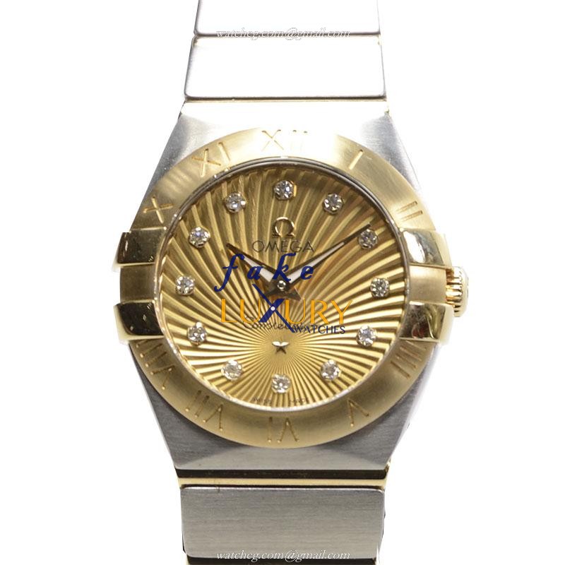 Omega 123.20.24.60.58.001 Constellation Quartz 18kt Gold Steel Replica Watch - Swiss Movement, Gold - Luxury Replica Watch