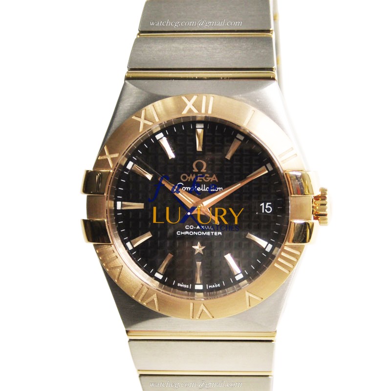 -123.20.35.20.01.001 Omega CONSTELLATION Automatic 18kt Rose Gold & Steel Replica Watch - Black - Luxury Replica Watch