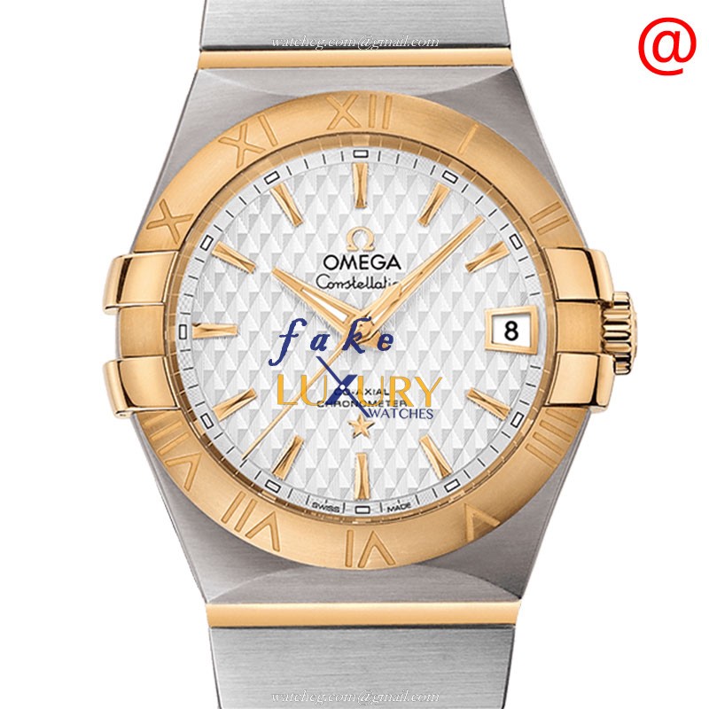 Omega Constellation 123.20.35.20.02.006 Automatic 18kt Gold Steel Silver Dial Replica Watch - Luxury Replica Watch