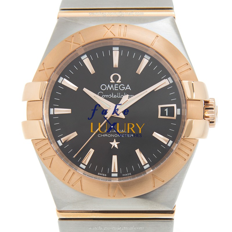 Omega 123.20.35.20.06.002 Constellation Replica Watch, Gray Dial, Rose Gold & Steel, Automatic - Luxury Replica Watch