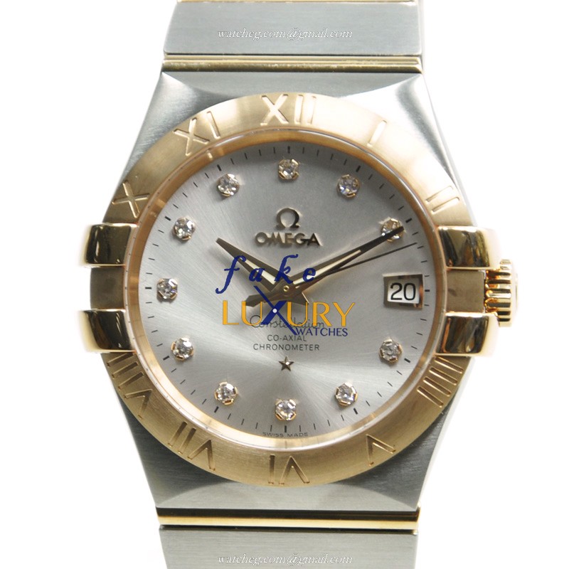Omega 123.20.35.20.52.001 Constellation Automatic 18kt Rose Gold Steel Silver Dial Replica Watch - Luxury Replica Watch