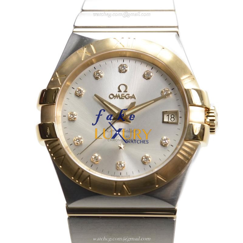 -123.20.35.20.52.002-Omega CONSTELLATION Auto 18kt Gold Steel Replica Watch - Luxury Replica Watch